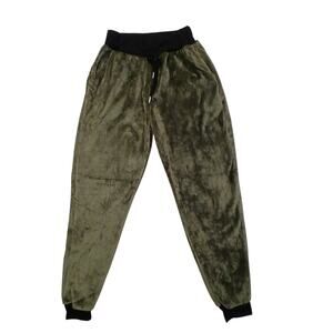 C-MODE Womens Size S Olive Green Velour Plush Lined Jogger Pants
